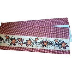 Linda Spivey Red Gingham Valance Hearts & Stars Farmhouse Country Kitchen 71x14